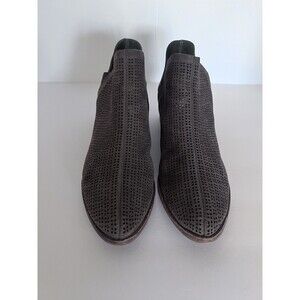 Vince Camuto Grayish Tan Perforated Suede Ankle Booties | Size 11